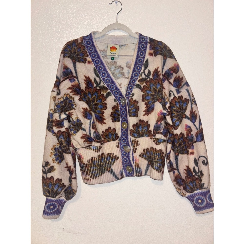 Farm Rio Women's Floral V-Neck
Button Front Cotton Knit
Cardigan Sweater M
